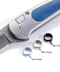 Five Pack Automatic Knife Coil Springs 0.4375 Inch Diameter High Torque For Folding Knife Repair shown with knife and springs