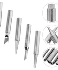 Top Tier Copper Soldering Iron Tips 5 Pack With High Thermal Conductivity And Wear Resistance For Pro Welding Or DIY Projects Plus User Friendly Design That Gets The Job Done Quick And Smooth with different tip shapes.