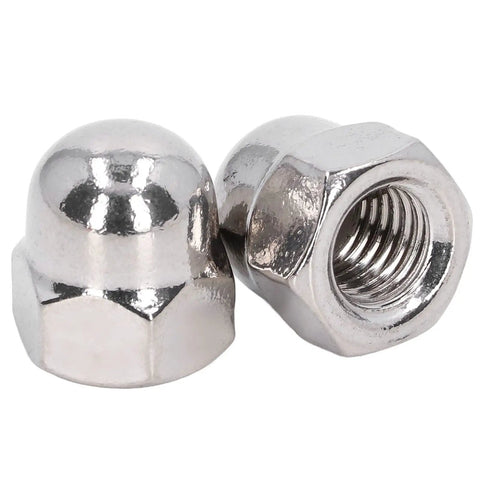 Dope 50Piece 304 Stainless Steel Cap Nut Set For Fastener Repairs And Machine Maintenance Plus Rustproof Gear That Will Keep Your Vehicle Running Smooth, two cap nuts closeup