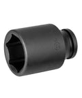 Heavy Duty Six Point Metric Deep Impact Socket Extra Length for Three Quarter Inch Drive Heat Treated Chrome Molybdenum Alloy Steel for High Torque Wrenches and Heavy Machinery showing 46mm size and six-point design