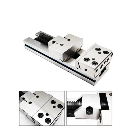 Premium CNC Milling Vise Delivering Rock Hard Clamping Power And Exact Vertical Parallel Alignment close-up view of steel clamp