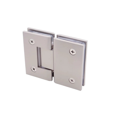 Heavy Hitter Solid Brass Shower Door Hinges, 180 Degree Smooth Swing Pivot Kit in brushed nickel finish