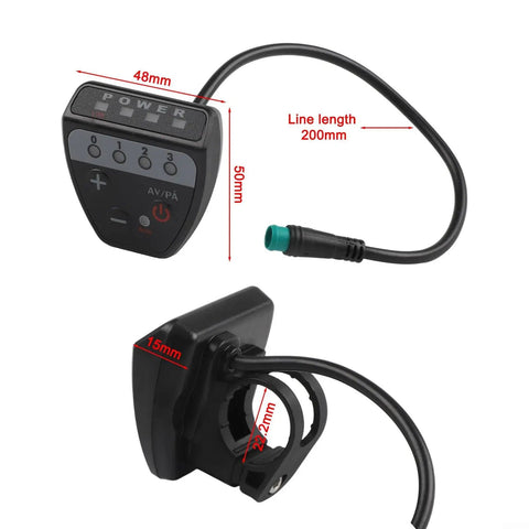 Cool New LED E Bike Display Meter Works With 36V Or 48V Bikes And Supports The Hot 02Omd Protocol For Sweet Accurate Voltage And Gear Readings On Any Ride In Stormy Or Sunny Weather, black 48x50mm display with 22.2mm handlebar mount and 200mm cable