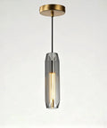 PRTSER 11.8" Modern Pendant Light Fixture with Smoke Gray Crystal Lampshade, hanging over a neutral background.