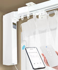 Ceiling Mounted Motorized Curtain Track System With Retractable Rod, Adjustable 70 To 129 Inch Length, Electric Opener For Smart Home, Works With Alexa, Google Home, And Tuya Voice Control, Remote Included, wall-mounted with app control
