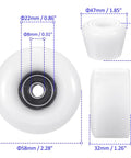 8 Pack Roller Skate Wheels With Bearings Installed For Outdoor Quad Skates 58x32mm 82A White, PU construction, close-up