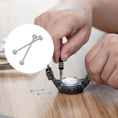 Repairing a watch with Two Pack Screw In Metal Watch Band Pins 0.98 X 0.15 Inch Replacement Link Rods for sturdy watch straps.