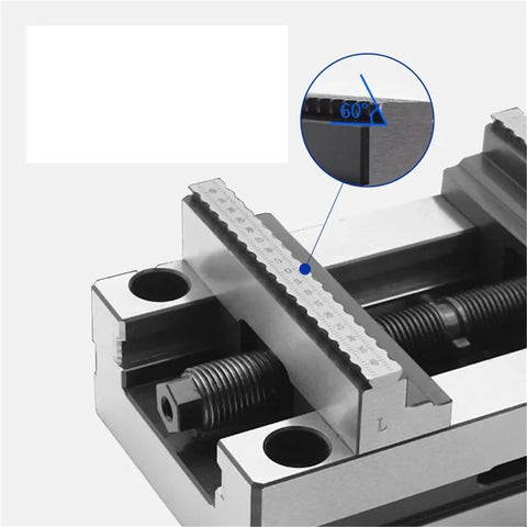 Heavy Duty 4 5 Axis Self Centering Pneumatic Vise For Precision Cnc Machining with 60-degree angle detail and measurement scale.