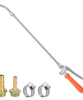 All Metal Sprayer Wand for Garden Hoses, 29 Inch Adjustable Stainless Steel Spray Wand with Built-In Shut-Off Valve, Brass Barbs, 2 Hose Clamps