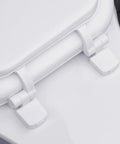 Soft Cushioned Desert White Toilet Seat With Plush Padding For Comfort, hinge detail, fits all standard toilets