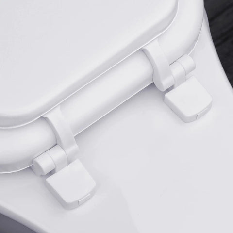 Soft Cushioned Desert White Toilet Seat With Plush Padding For Comfort, hinge detail, fits all standard toilets