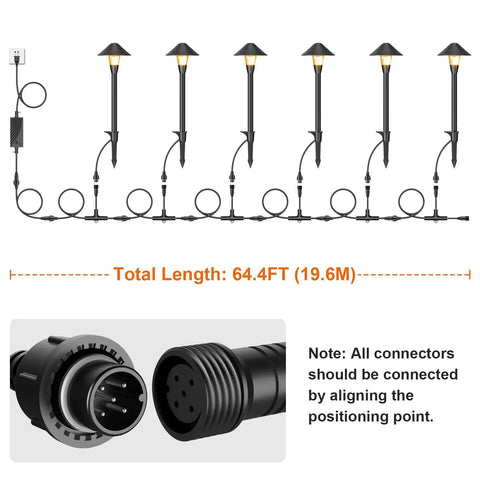 Low Voltage Smart Pathway Lights With App Control, RGB And Adjustable Warm White, 12V Outdoor Mushroom Path Lights layout