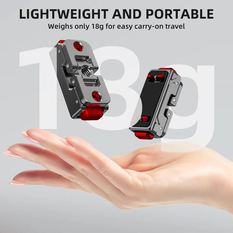 Magnetic Quick Release Base For Insta360 X5 And Ace Pro Series, Aluminum Alloy Mount shown with hand for size comparison