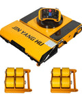 Top Tier 30 Ton Load Machine Mover Skates With Remote Control, electric yellow machine dolly with four rollers for heavy loads.