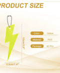 Thunder Shaped Safety Reflector Pendant Keychain Set With Chain, 40 Pieces, High Visibility Yellow PVC Tag Dimensions