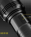 Close-up of dual side switches on EA81 Cree XHP50 Powerhouse AA Searchlight Flashlight with 2150 lumens and 462m throw