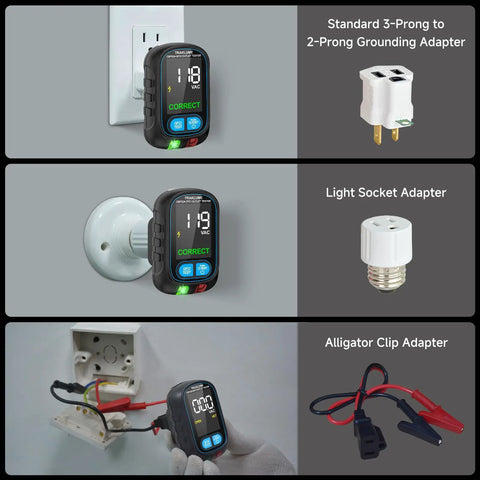2 In 1 Circuit Breaker Finder With Non Contact Voltage Detection, GFCI Outlet Tester, LCD Display, And Circuit Tracer Kit in use