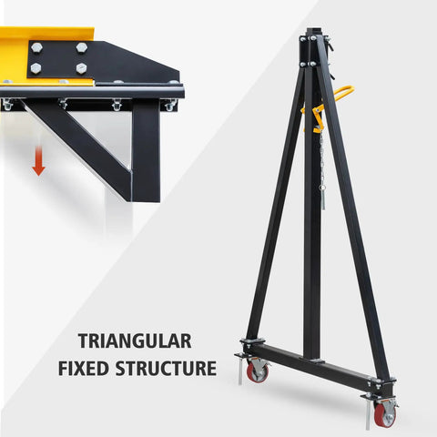 Heavy Duty Portable Gantry Crane 2 Ton 4400 Lb Load Capacity Adjustable Lift Rig Ranging From 97 To 141 Inches Tall fixed structure with wheels.