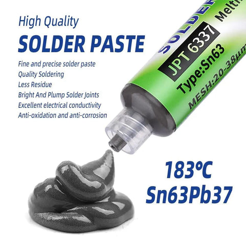 Sn63 Pb37 Tin Solder Paste For Electronics Soldering Flux 183 C Melting Point 20 To 38 Micron Tin Paste For PCB IC BGA And SMD Repair