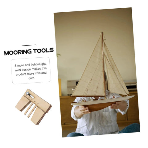 Model ship shown with Wooden Mooring Tool Set Eye Kit For Model Rigging Supplies DIY Sailing Model Enthusiasts Handy Mini Fixed Tool.