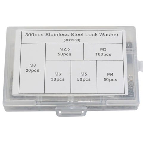 300 Piece Stainless Steel Lock Washers And Split Lock Washers Set For Screws And Bolts Bulk Pack Vibe Proof Hardware Assortment Kit Durable Nut Retention For Fasteners And Mechanical Assemblies in organizer box