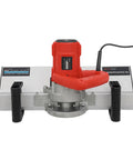 Heavy Duty Electric Tile Chamfering Machine With Slick 1200W Motor And Continuous Water Cooling For Tight 43 Degree Bevel Cuts On Large Ceramic Porcelain Slabs Pro Kit, top view showing red motor and base.