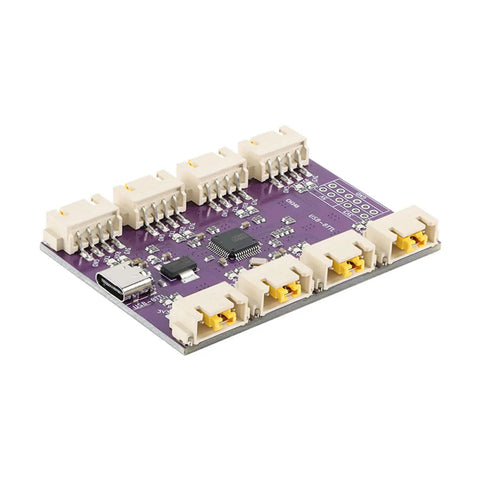 USB 8 Port Expansion Hub For Automation And Tech Setups Hot Swappable Plug And Play With 6 Mbps Speed Multi Device Connectivity Durable Polystyrene Casing Ideal For Complex Engineering Projects And Tech Labs; purple PCB with 8 ports