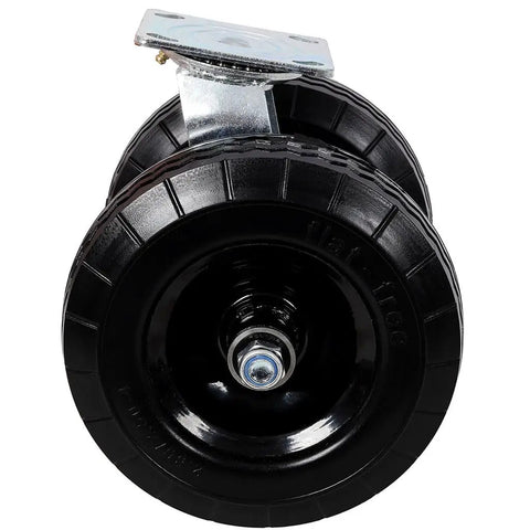 Beefy 8 Inch Dual Wheel Swivel Caster With Heavy Duty Flat Free PU Tires, Zinc Plated Top Plate, 660 Lbs Load Capacity For Cart, Dolly, Equipment And Industrial Transport, front view