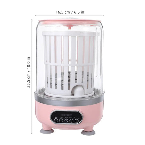 Zero Drama Portable Usb Rechargeable Mini Underwear Washer Slick Compact 3L Personal Turbo Laundry Machine showing dimensions and design.