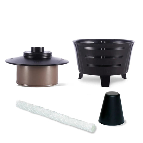 Mini Fire Pit Tabletop Torch Set Two Pack for Patio Backyard and Garden Black Metal Flame Torches with Wick and Snuffer components