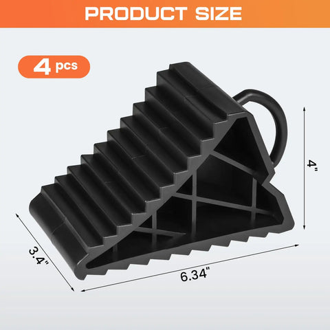 Heavy Duty 4 Pack Wheel Chocks For Travel Trailers And RVs With Portable Handle Pro Grade Tire Chocks For Campers Cars And Trucks