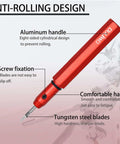 Total Game Changer Scale Model Scribing Tool With Razor Sharp Tungsten Steel Chisel And Premium Enamel Scribing Tapes For Gundam Builders Locking In Crisp Cuts Zero Mess Guaranteed, featuring a red aluminum handle.