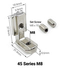 Heavy Duty L Shape Corner Brace Brackets With Matching Screws For Quick Furniture Repair Built Tough, M8 steel, dimensions shown