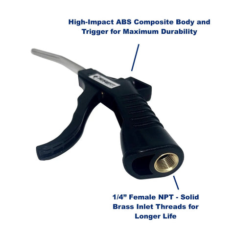 Four Pack Pistol Grip Air Blow Gun With Lightweight Non Slip Composite Handle for Dust Cleanup Up To Ninety PSI BG1002