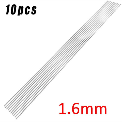 Pro Grade Silver Stainless Steel Welding Rods Set, 10 Pcs, 1.6mm