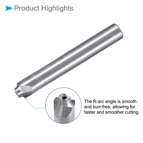 Side view of CoCud HSS-AL corner-rounding end mill cutter, 2 flutes, 2 mm radius for plastics milling
