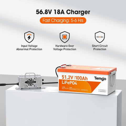 All In One 48V Lithium Golf Cart Battery Upgrade Kit with Built In 200A BMS, 56.8V 18A Charger and LiFePO4 battery