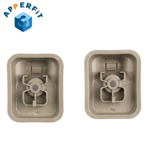 Drop In Sun Visor Clip Retainer Holder With Screws Camel Tan For Ford F150 2009 2014 Driver And Passenger Side Visor Panel Replacement Mount AL3Z-1504132-AB Compatible Visor Mount Accessories shown in camel tan, two retainer holders with mounting hooks.