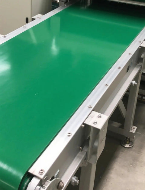 Workhorse PVC Conveyor Belt For Assembly Lines And Warehouse Workflows Durable Flat Drum Belt 10x370cm in action