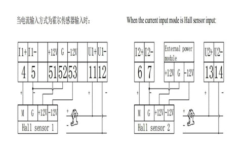 Diagram illustrating Hall sensor connections for Direct Current Energy Meter Display For Electric Vehicles Dead On Accurate Real Time Tracking Plug And Play Easy Breezy Install Top Shelf Dc Power Monitor Screen For Your Ride.