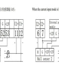 Schematic diagram showing wiring for Hall sensor input on a Rugged Dc Energy Meter Display For Electric Vehicles.