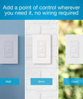 Caseta Wireless Pico Remote Wall Mount Kit for 3 Way Smart Dimmer setups installed on wall, brick, and glass surfaces