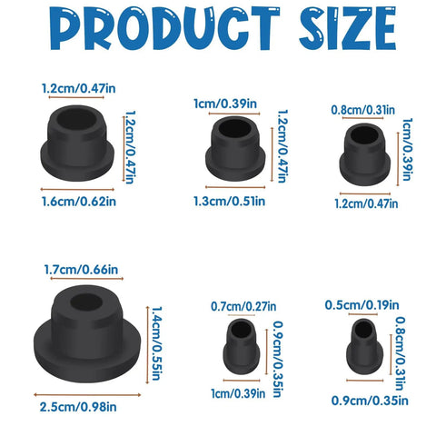 Heavy Duty T Type Silicone Rubber Grommet Kit With Six Sizes For Wiring And Hydroponics size chart