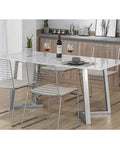 Set Of Two Badass Black Steel Table Legs Featuring Hassle Free Setup Adjustable Leveling Feet Hella Sturdy For DIY dining table with marble top and wire chairs.