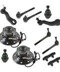 Truck Grade Steering And Suspension Kit With Ball Joints Tie Rods And Wheel Hubs For Chevy And GMC Full Size Trucks Suburban 1995 1999 And 1995 2000 12 Piece Sealed Bearing Set Direct Fit, front-end parts