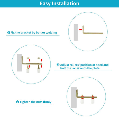 Slide Gate Guide Roller With L Post Bracket Dual Nylon Rollers For Rolling Gate And Fence Steel Bracket With Zinc Plating UHMW Nylon Rollers Precision Adjustable Up To Four Inch Gap Pack Of Two Durable Gate Hardware