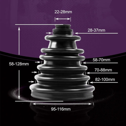 Universal CV Axle Boot Repair Kit For 22mm To 28mm Shafts Silicone Rubber Gaiter Seal dimensions diagram
