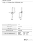 Diagram of 10 Gauge Decorative Solid Steel Double Loop Chain Sold By The Reel, 164 Feet with measurements.