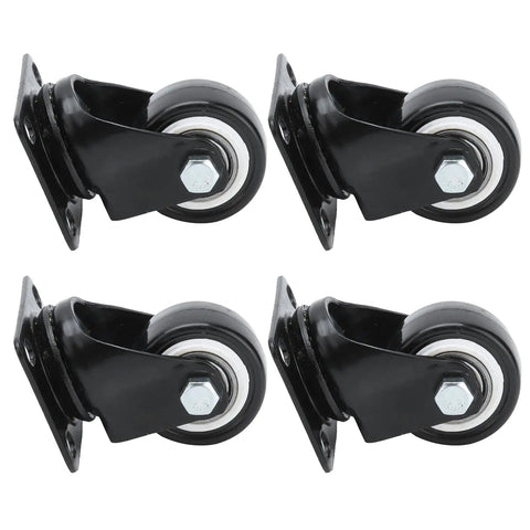 Rcniso Universal 1.5 Inch Silent Furniture Caster, 360° Rotation for Cabinet Legs, Shelf Legs, Stainless Steel, 4 Pieces in black color.