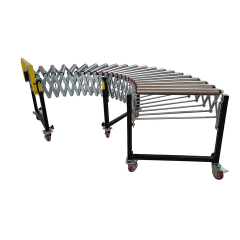 Unpowered Portable Flexible Conveyor With Height Adjustable 29.5 to 45.3 Inches And Expandable Length From 47.2 to 118 Inches Roller Table